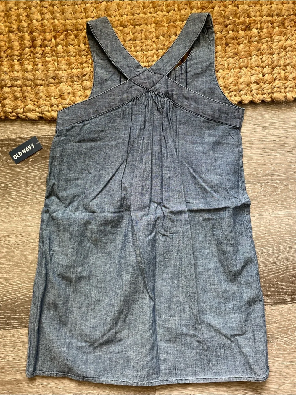 Old Navy Sleeveless Chambray Embroidered Shift Dress - Blue